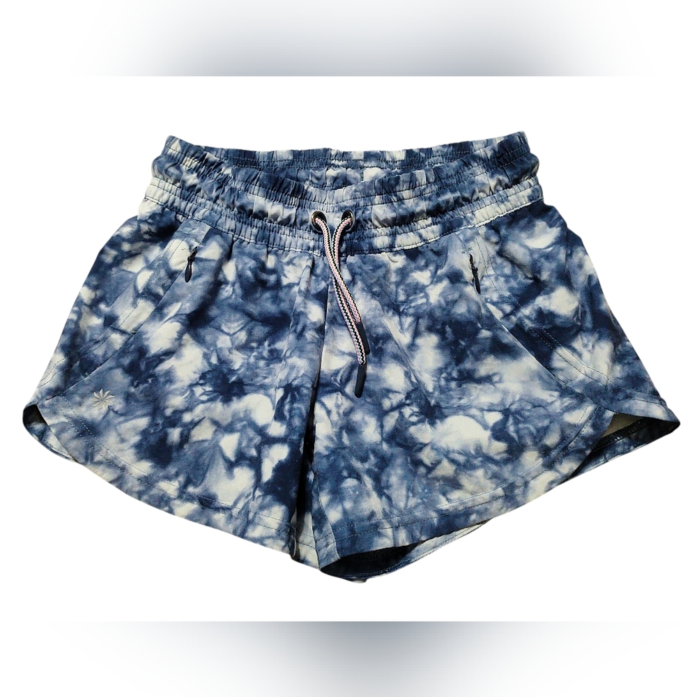 Athleta Girl Blue Tie Dye Athletic Running Shorts Medium (8-10)